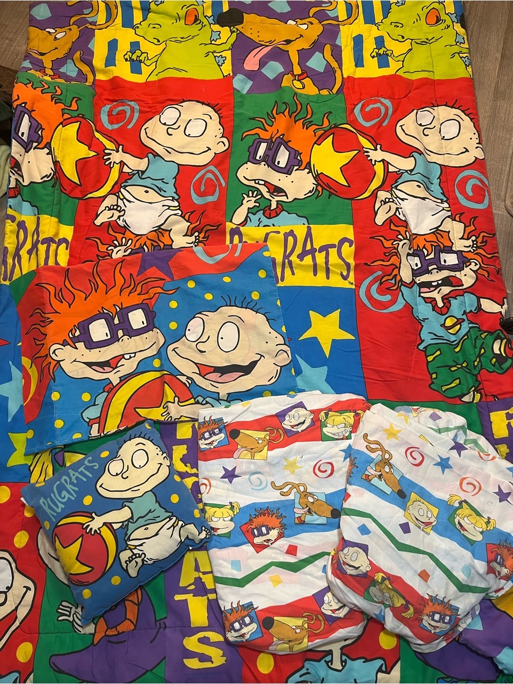 Vintage 1996 Rugrats Bedding Set Comforter Sheets Pillow Pillowcase 5pc